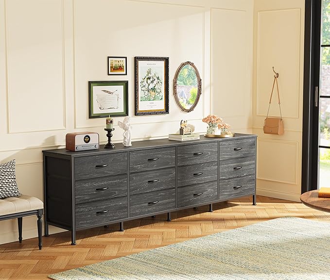 Huuger 70 Inch Dresser for Bedroom, TV Stand for 65, 80 Inch TV, 12 Fabric - Image 7