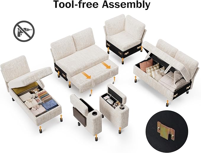 Vipbear 111" Modular Sectional Sleeper Sofa - Image 4