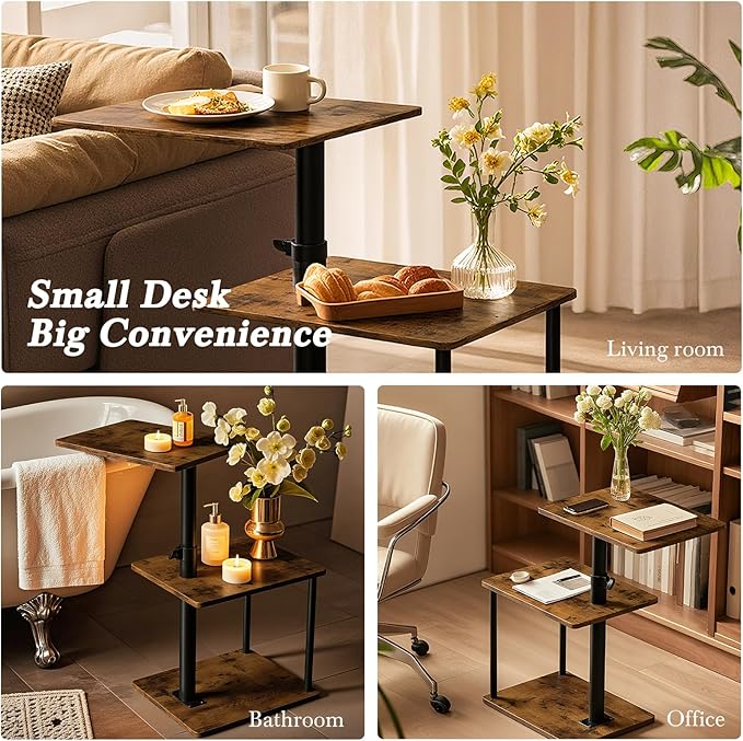 Faesun 360° Swivel Side Table for Height Adjustable, C Shaped End Table for - Image 5
