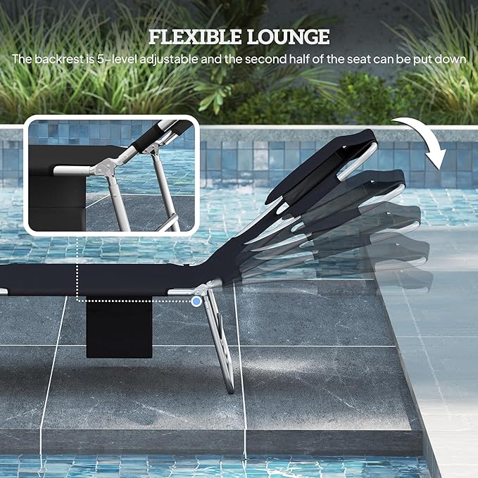 Outsunny Chaise Lounge Chair Outdoor Set of 2 - Image 4