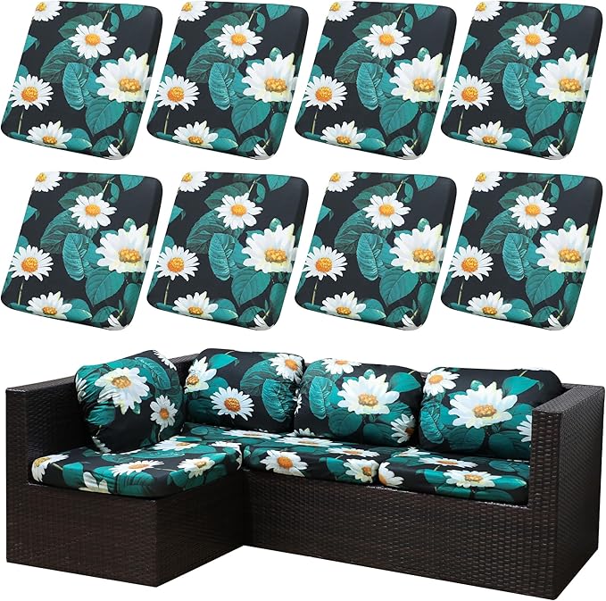 Outdoor Cushion Covers Set, Replacement by SUKAIKEQA