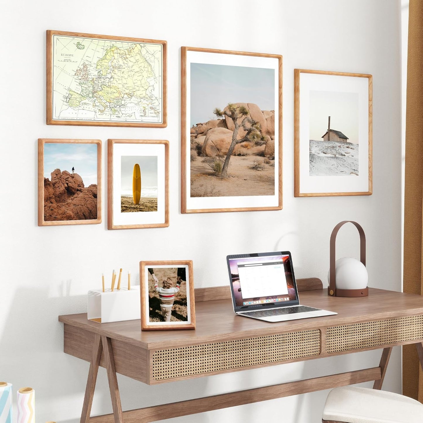 11x14 Picture Frame USA-Sourced Natural Cherry Wood Solid Original Wood Photo Frame Rounded Corner with Mat to 8x10 Picture Display with Real Glass Family Picture, Wedding Picture, Photo, Certificate