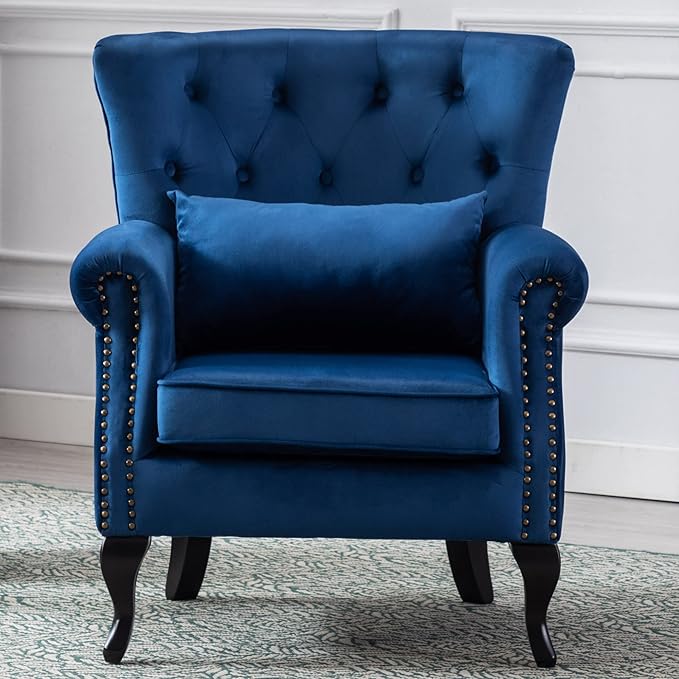 Mid Century Modern Accent Chair Upholstered Armchair Comfy Velvet Fabric Single by Janoray