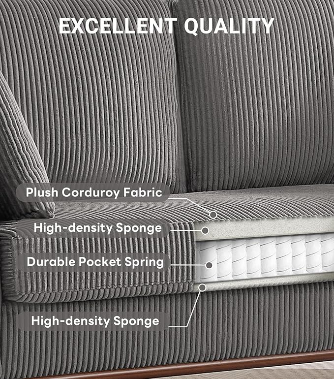 Kingfun 65" Corduroy Love Seat - Image 6