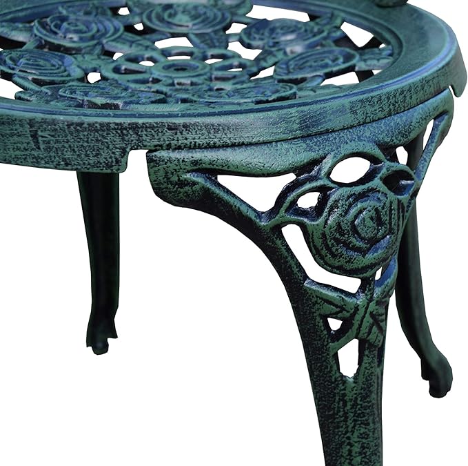 Oakland Living Cast Aluminum Conversation Set Metal Antique Green 3 Piece Patio - Image 5