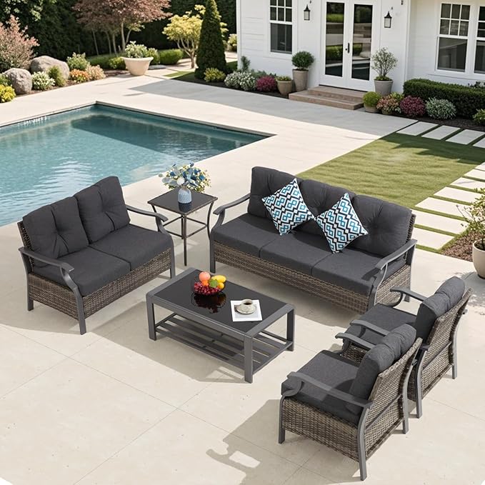 Outdoor Patio Furniture Set, 6 Pieces Outdoor Conversation Sets - Image 6
