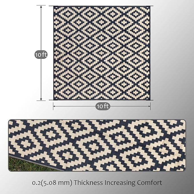 SAND MINE Reversible Mats, Plastic Straw Rug, Modern Area Rug, Large Floor Mat - Image 2