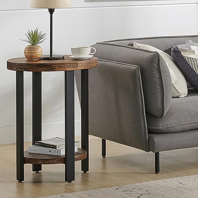 Alaterre Furniture Pomona Living Room 2-Tier Solid Wood Small Round End Table - Image 7