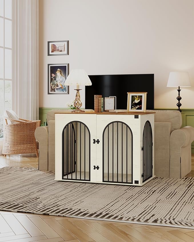 Hzuaneri 44.1" Wooden Dog Crate Furniture, Indoor Dog Kennel Dogs Cage - Image 9