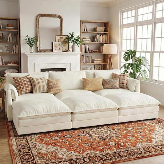ELUCHANG 113'' Modular Sectional Cloud Couch, Modern Comfy Chenille Sleeper Sofa by ELUCHANG