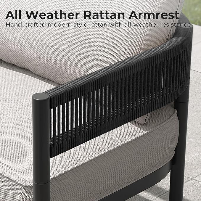 Grand patio 5-Piece Outdoor Furniture Set, 4 Seats Wicker Sofa Conversation Set - Image 7