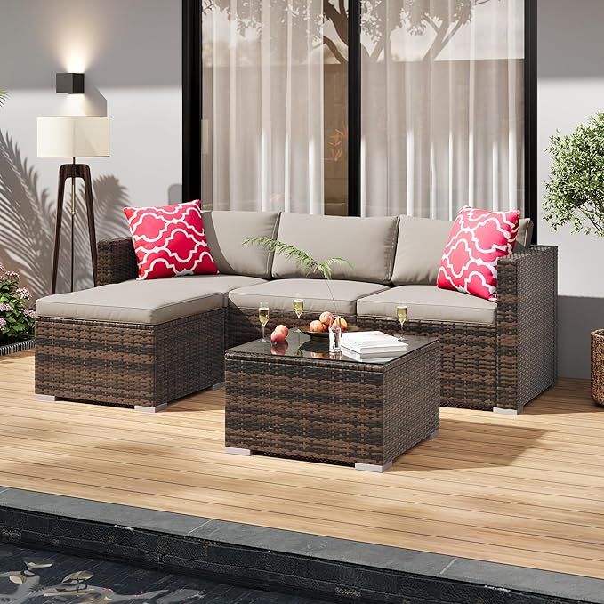 GAOMON 5-Piece All-Weather Patio Furniture Set, Convertible Outdoor Sectional - Image 9