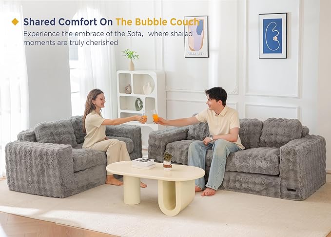 MAXYOYO 3 Seater Sofa for Living Room, Tufted Boneless Couch Bubbled Sofa Couch - Image 3