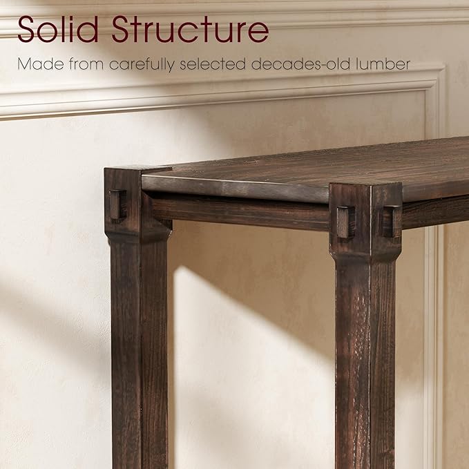 Vintage Aged Solid Wood Side Table Mortise and Tenon Construction - Image 7