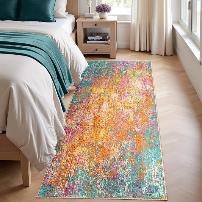 RELEANY Washable Area Rugs 2'x8' Non-Slip Modern Abstract Soft - Image 3