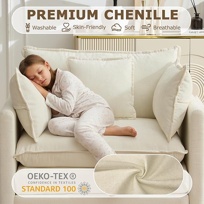 Modular Sectional Sofa Cloud Couch, Deep Seat Washable Chenille Fabric Sofa - Image 4
