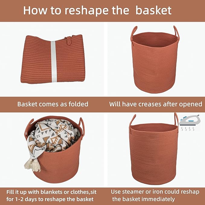 XUANGUO Cotton Rope Laundry Basket Hamper - Image 7