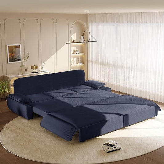 KEIKI 94.5'' King Size Pull Out Sleeper Sofa, 3-in-1 Convertible Futon Couch by KEIKI