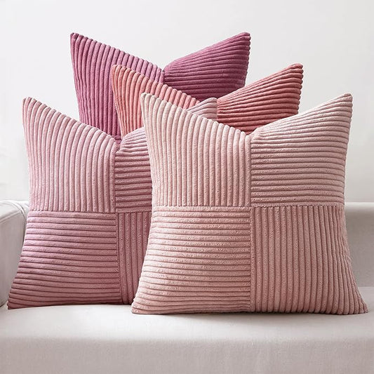 MIULEE Aesthetic Pink Throw Pillow Covers 18x18 Inch Set of 4 Spring Decorative by MIULEE