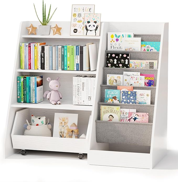 COZPAW Kids Bookshelf and Toy Storage, 4 Tier Toddler Bookshelf by COZPAW