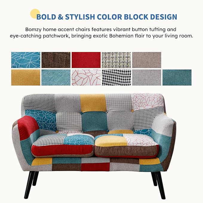 Bonzy Home Modern Boho Loveseat Couch Sofa Chair - Image 3