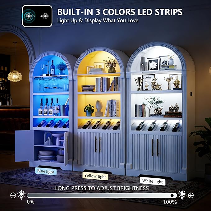 Vlsrka 71" Tall Arched Wine Bar Cabinet - Image 4
