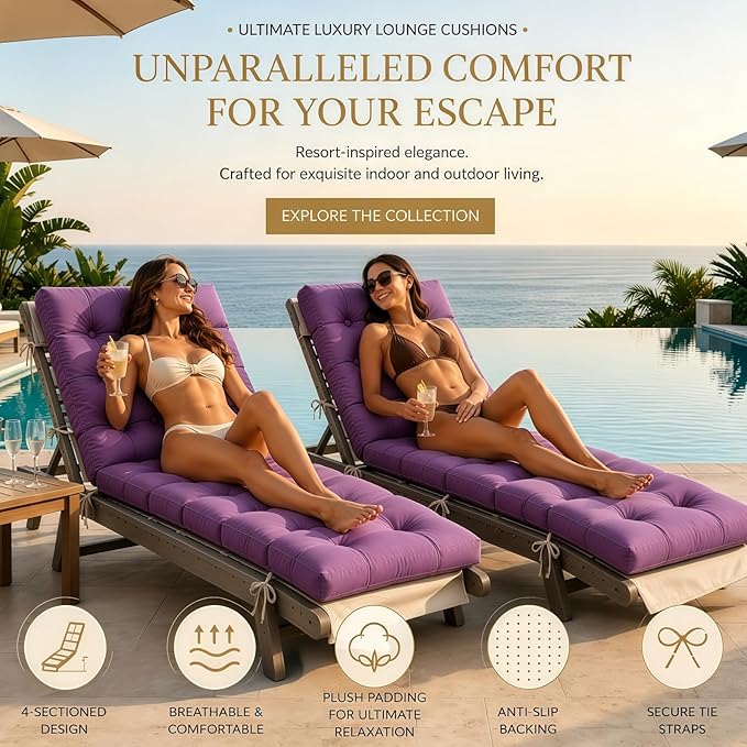 Chaise Lounge Cushion Outdoor, Waterproof Thick Patio Lounge Chair Cushion - Image 2