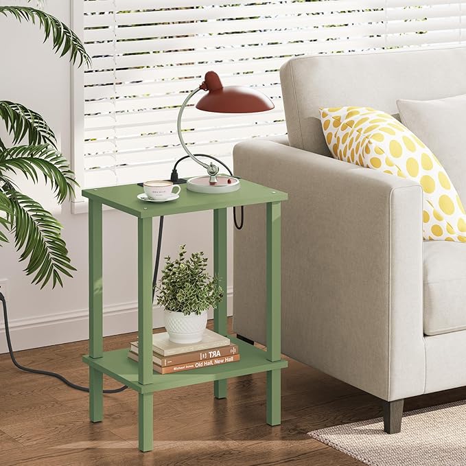 TUTOTAK End Table with Charging Station, Small Side Table with Outlets - Image 2