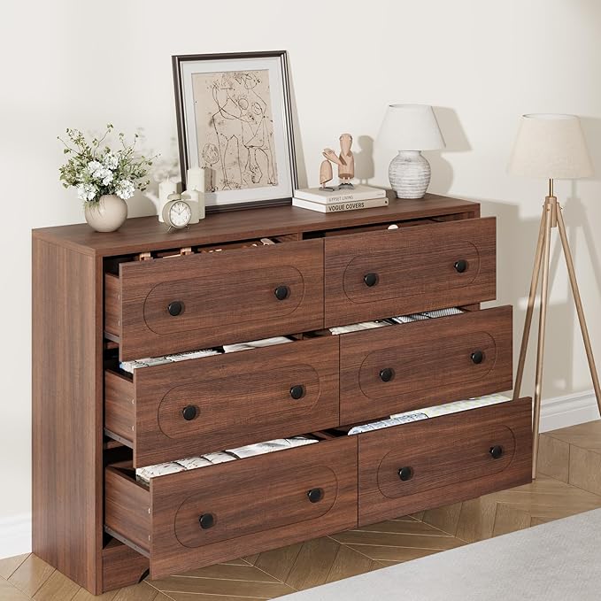 Garvee 6 Drawer Dresser for Bedroom, Wooden Mid Century Modern Chest of Drawers - Image 4