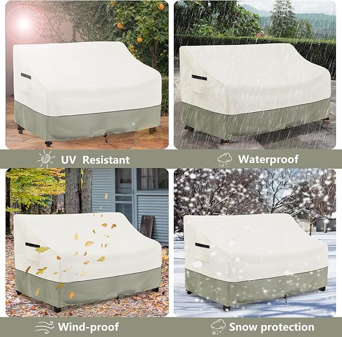 Patio 3-Seater Sofa Cover, Outdoor Couch Cover Fits up to 76W x 32.5D x 33H - Image 9