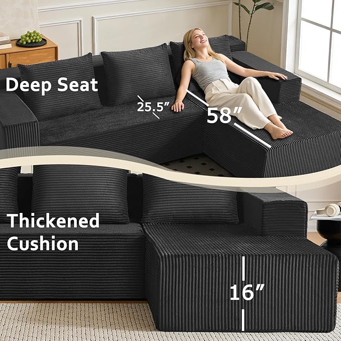 ANONER 103" Modern L Shaped Modular Sectional, L-Shape Cloud Sectional Sofa - Image 2