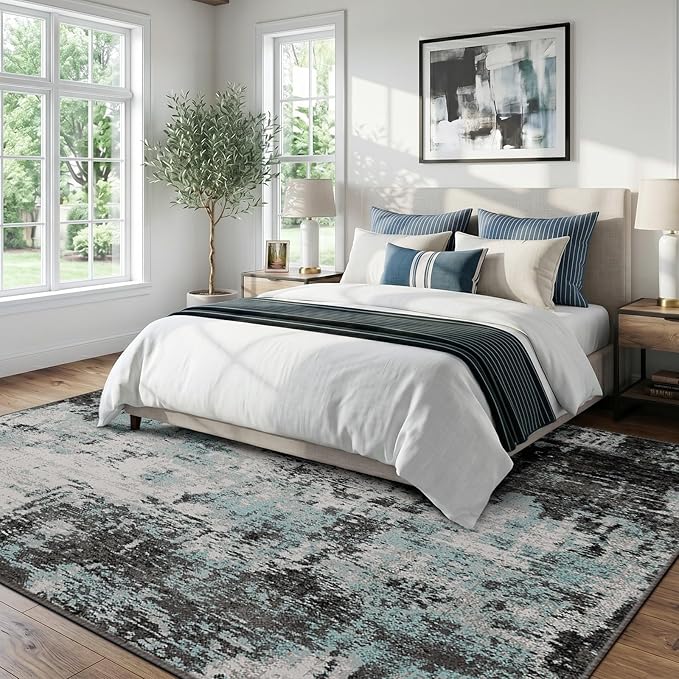 RELEANY Washable Area Rugs 8'x10' Non-Slip Modern Abstract Soft - Image 2