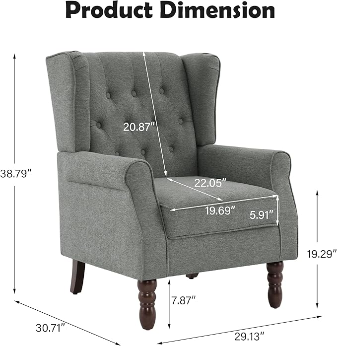 Mid-Century Modern Wingback Accent Chair - Image 2