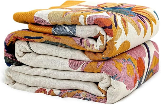 LUTBM Boho Throw Blanket for Bed 100% Cotton Soft Lightweight Quilt Floral by LUTBMFindYourFreeSpiritatHome