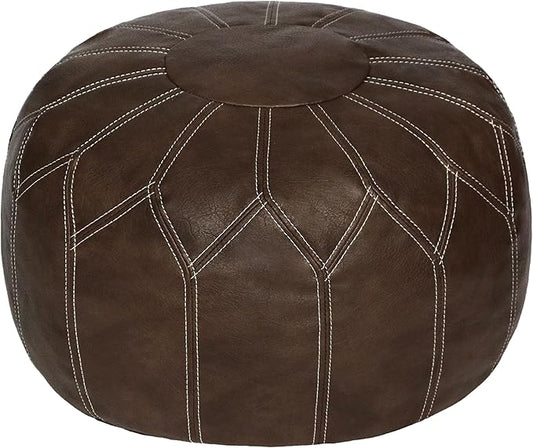 Thgonwid Unstuffed Moroccan Faux Leather Pouf Ottoman by Thgonwid