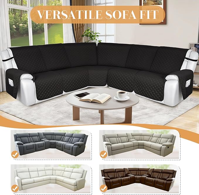 HDCAXKJ 100% Waterproof Reclining Sectional Couch Covers L Shape Recliner Sofa - Image 6
