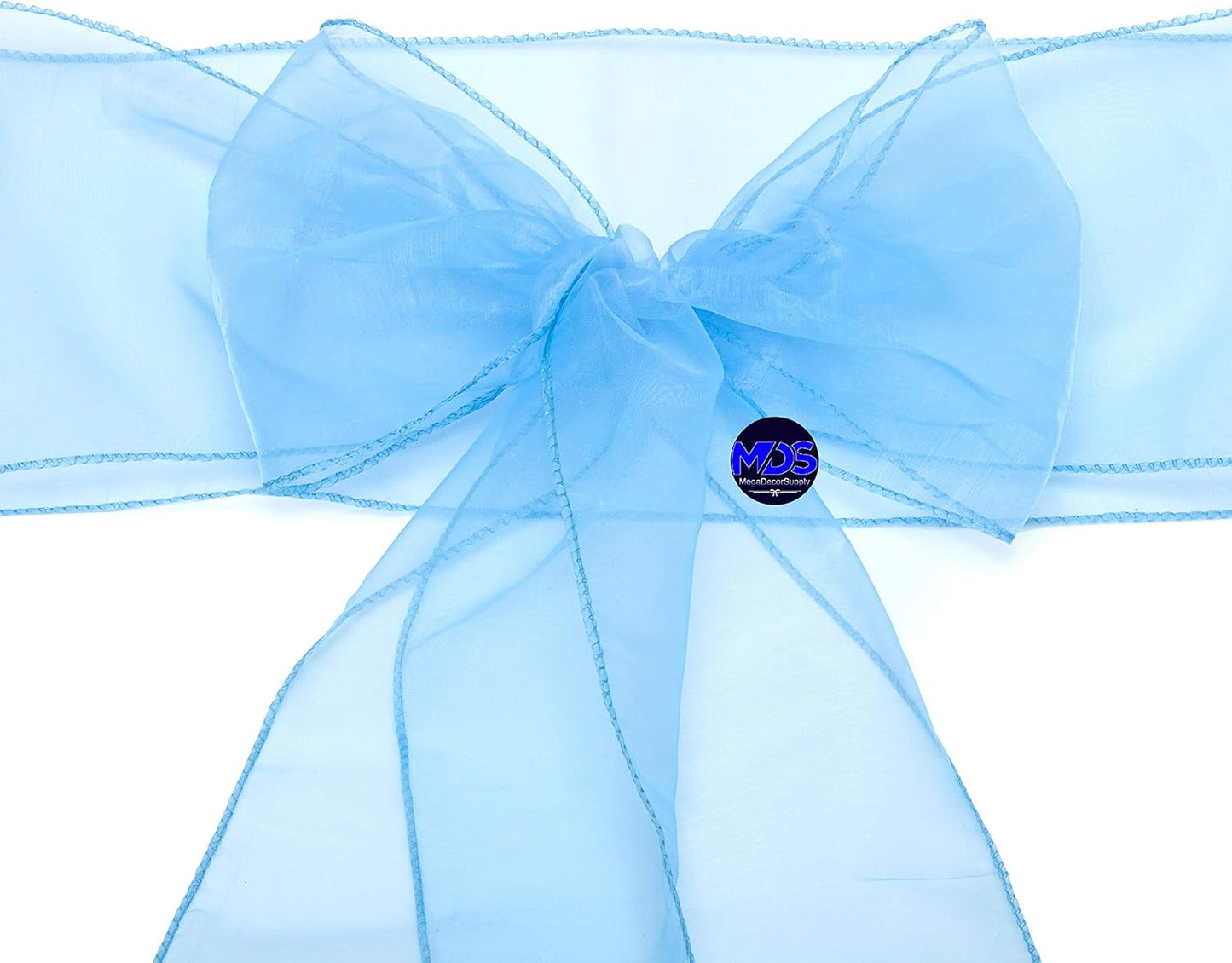 MDS Pack of 250 PCS Organza Chair Sashes Wider Dining Chair Bows Ribbon Tie Back for Wedding Party Birthday Bridal Shower Reception Event Banquet Home Chair Cover Decoration - Baby Blue