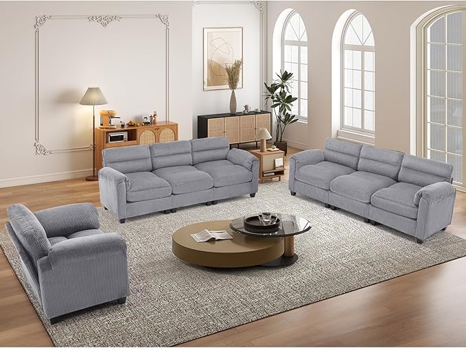 HAOMARKETS Corduroy Sofa Set, Upholstered Armchair and 3-Seater Sofa Sofa Set - Image 6