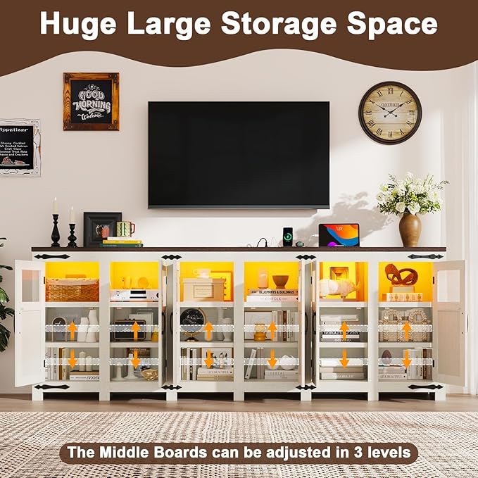 95.3" Large LED Farmhouse TV Stand - Image 6