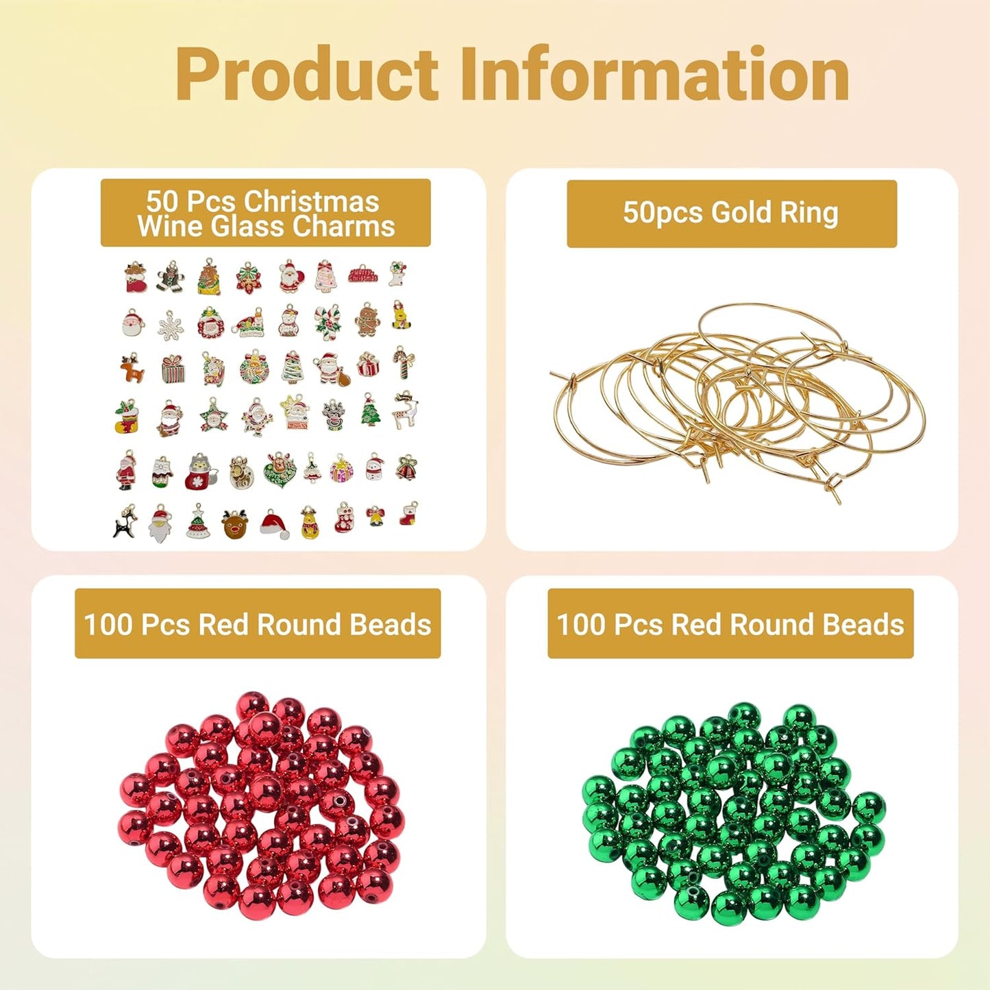 50 Sets Wine Glass Charms, Wine Charms for Stem Glasses, DIY Reusable Drink Markers for Weddings & Bachelorette with Alphabet Beads