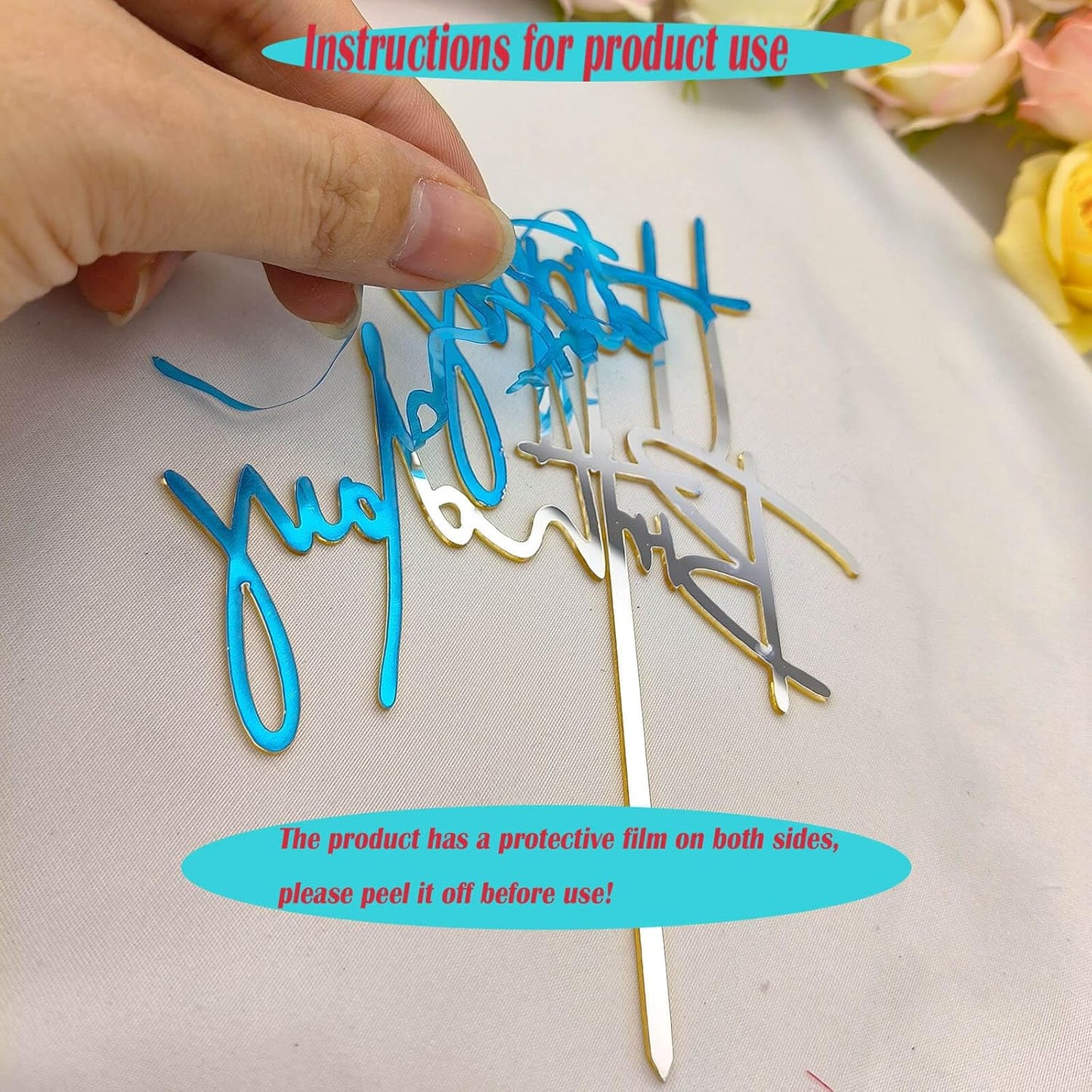 1pcs Happy Birthday Cake Toppers, Acrylic Birthday Cake Topper for Birthday Party Cake Decorations(Gold)