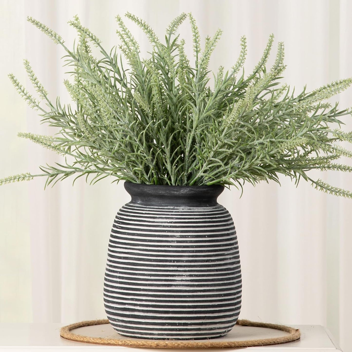 Ceramic Rustic Vase,7.48" Flowers Pottery Vases Home Decor Round Wide-Mouth Farmhouse Decorative Vase for Flowers Pampas for Table Living Room Entryway Mantel Shelf Kitchen Bathroom Bedroom