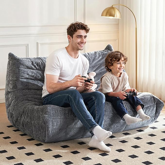 Bean Bag Chair, 2 Seater Lazy Bean Bag Sofa Memory Foam Couch, Giant Bean Bag - Image 4