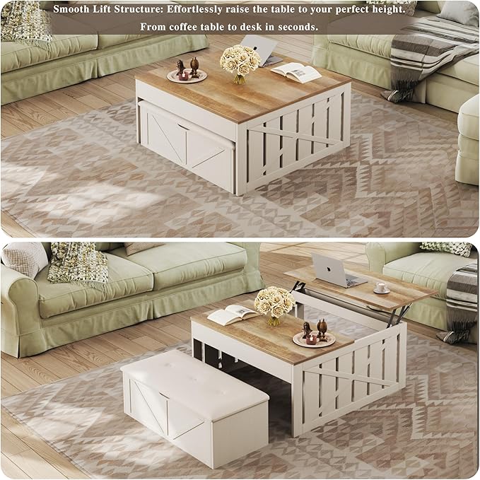 HUAHUU Coffee Table, 31.5 Lift Top Coffee Tables - Image 3