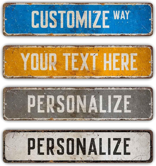 Custom Signs Outdoor Metal, Personalized Street Sign for Home Bar Wall Decor, Indoor/Outdoor Use, Fade Resistant .040 Aluminum 4x18 Inches