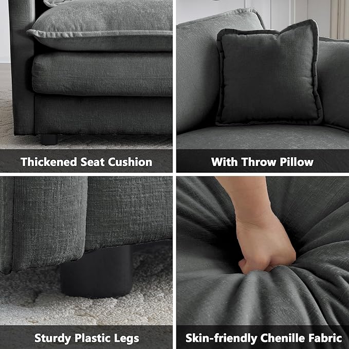 mikibama Luxury Oversized 3 Piece Sofa Set, 2 Pieces of 2 Seater and 1 Piece of - Image 4