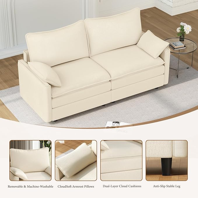 Vesgantti 74" Loveseat Sofa for Living Room, Comfy Cloud Couch Deep Seat - Image 6
