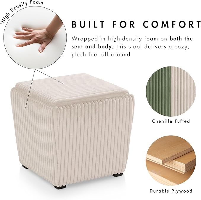 Furniture of America Lennox Modern Chenille 17-inch Square Storage Ottoman - Image 4