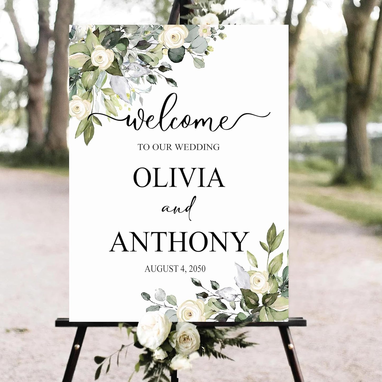 Welcome To Our Wedding Sign, Personalized Wedding Welcome Sign, Green Leaves Wedding Welcome Sign, Eucalyptus Wedding Sign, Bride Groom Wedding Gift, Custom Wedding Sign, Welcome Wedding Sign