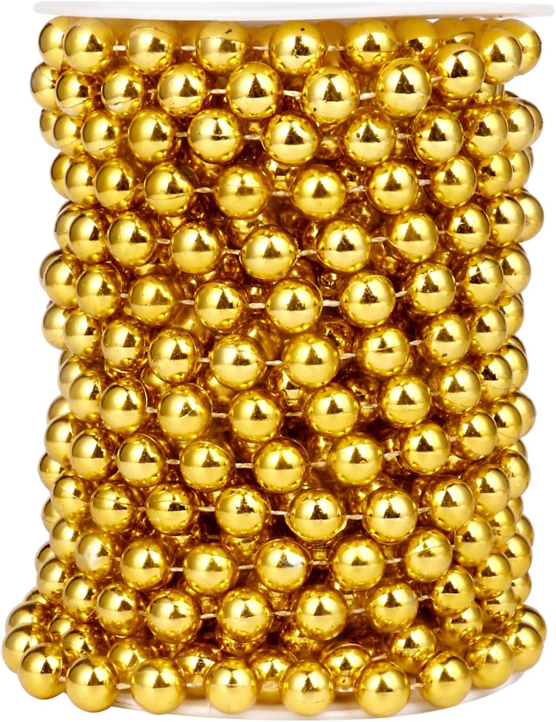 [33 Feet] Gold Pearl Beads Garland, 10MM 11 Yards Gold Faux Pearl Beads String Roll Bulk for DIY Craft Christmas Tree Wedding Party Decoration